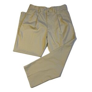 Dockers Classic Fit Pleated Khaki Pants Mens 34x31 Cotton Chino Beige